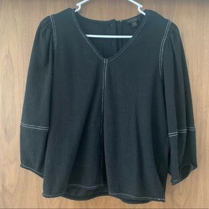 ANTHROPOLOGIE Black top with contrast white stitching